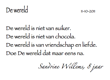Gedicht van Sandrine